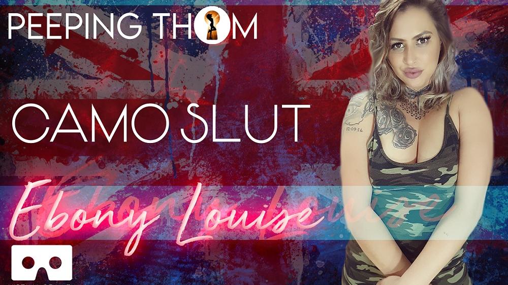 Ebony Louise – Camo Slut VR porn with %models_name% from Peeping Thom studio