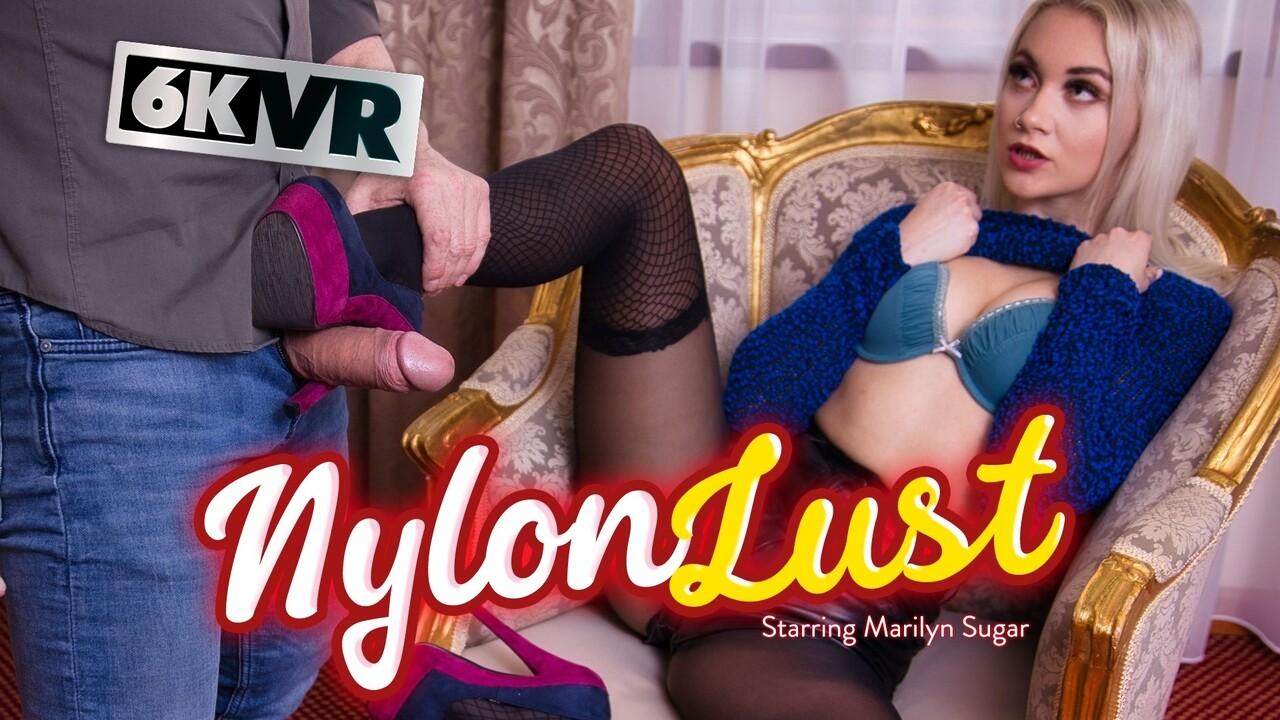 Nylon hottie is ready to make you forget your name VR porn with Marilyn Sugar from StockingsVR studio