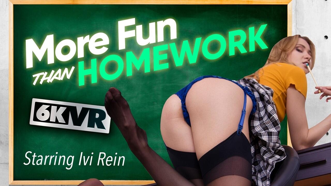 Ivi Rein finds sex much more fun than homework VR porn with Ivi Rein from StockingsVR